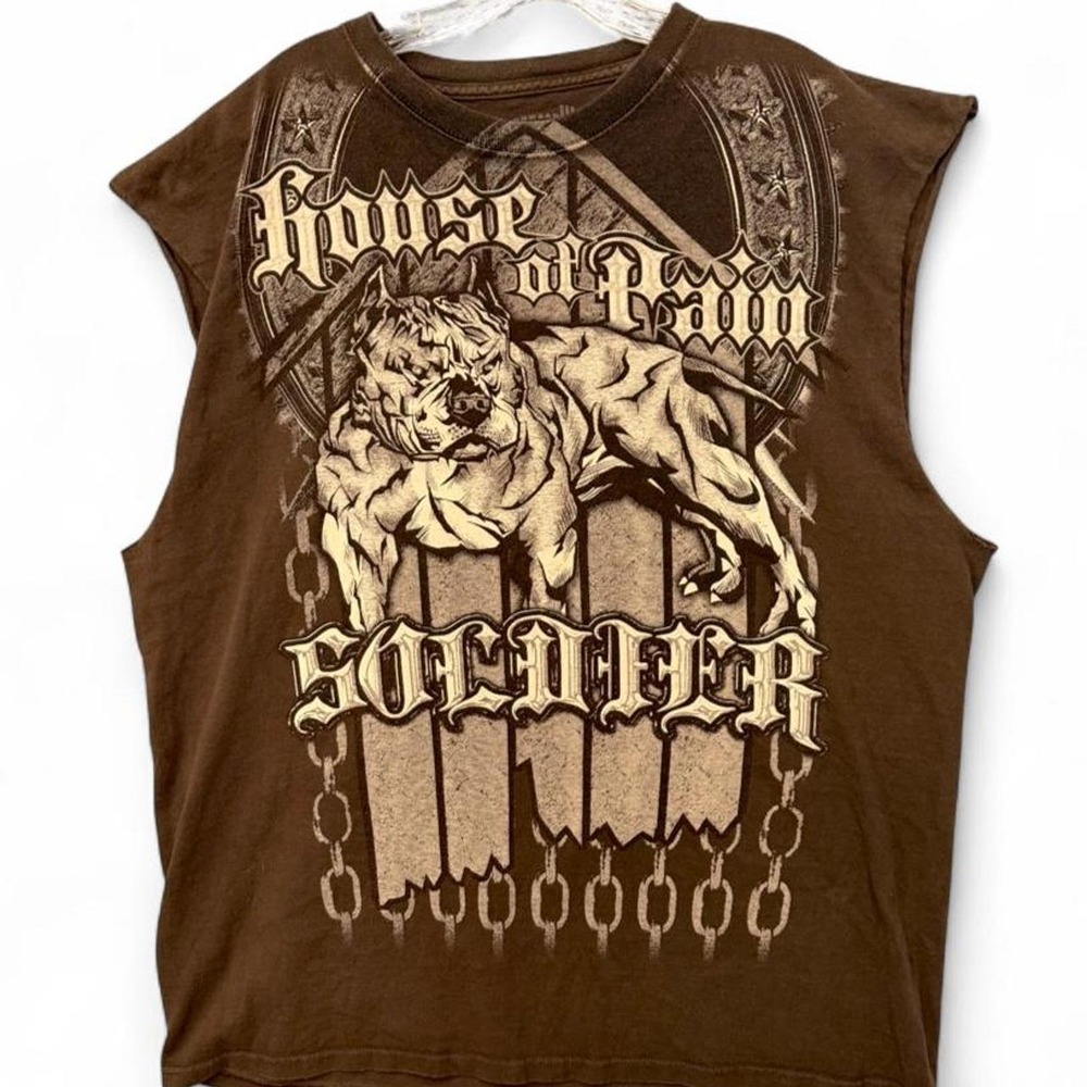 House of Pain Ironwear Pitbull Graphic Sleeveless Tee Tank Y2K Gym Grunge 2XL
